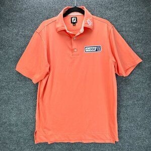 FJ Footjoy Polo Shirt Mens Small Coral NBC Golf PGA Tour Collar Performance‎